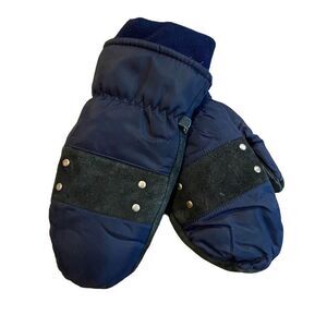 Vintage Ski Gloves Navy w Black Suede Size Mens Medium